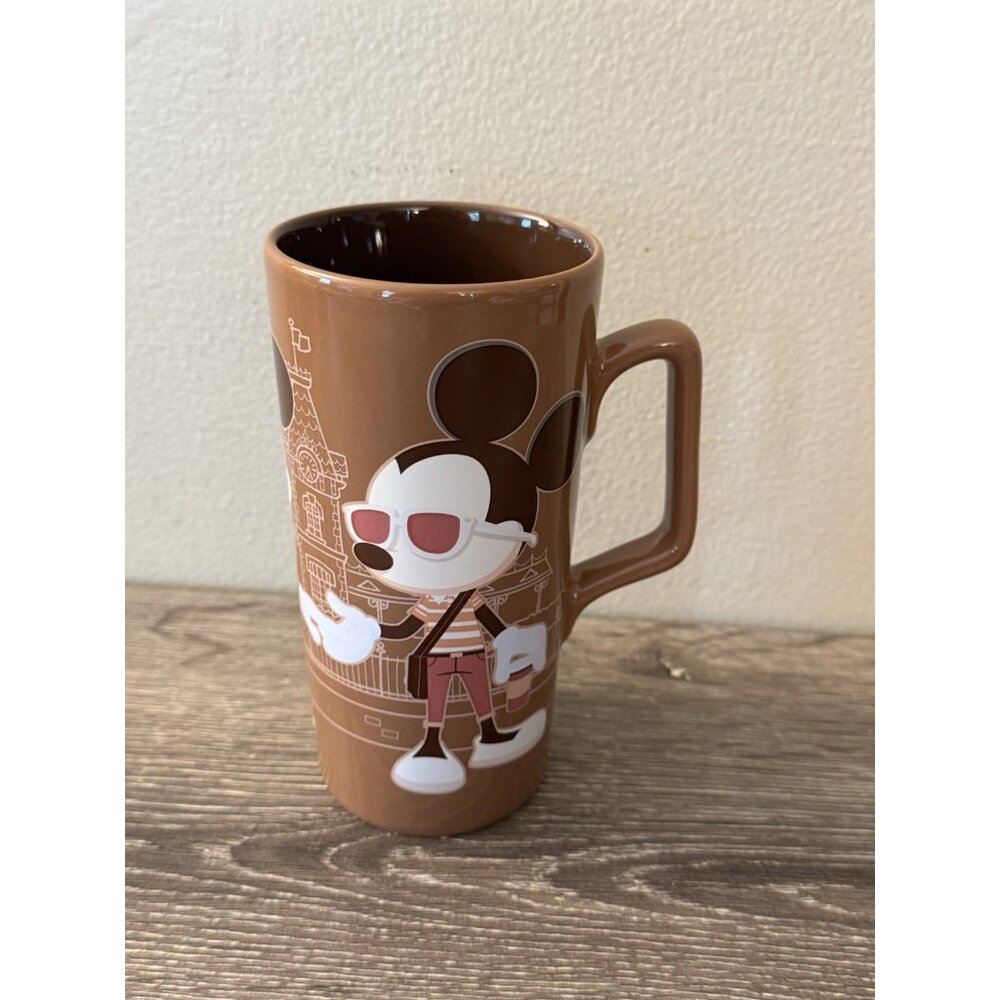 Mickey's Really Swell Coffee Brand Cup Mickey & Minnie Pink & Brown Disney W2